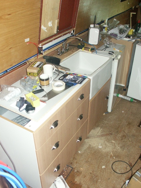 The sink in place